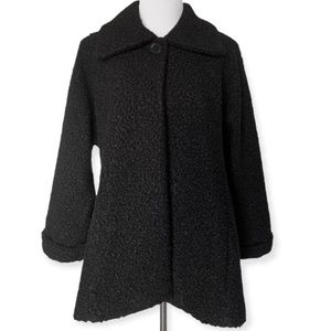 Pure Essence Teddy Swing Coat Buttoned Black NWT